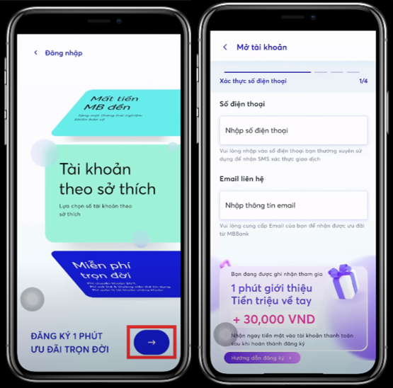 mở tài khoản MBBank Online - bước 2 cung cấp thông tin