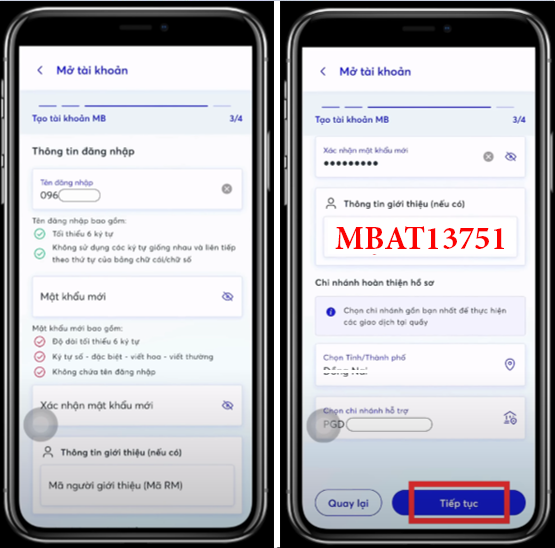 mở tài khoản MBBank Online - tạo tài khoản