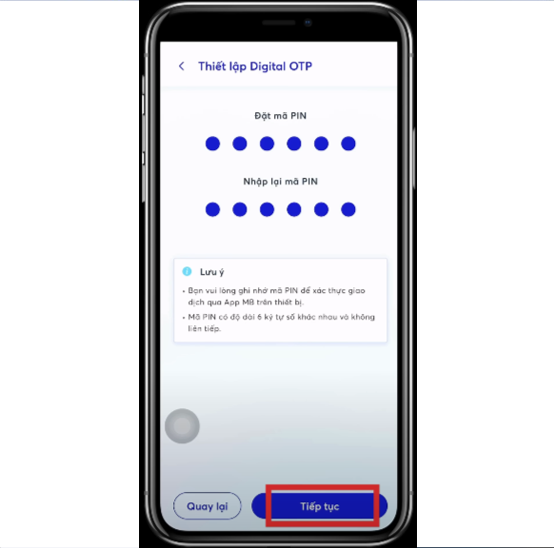 mở tài khoản MBBank Online - tao mã PIN