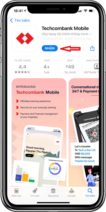 Tải ứng dụng - Mở tài khoản Techcombank online