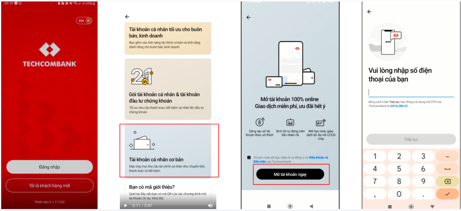 Cung cấp thông tin - - Mở tài khoản Techcombank online