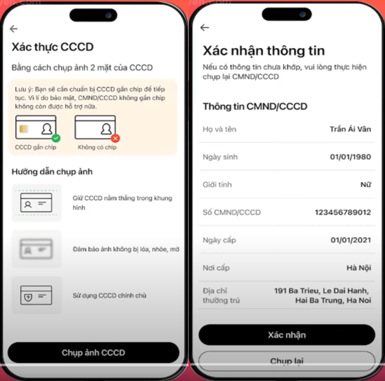 Xác thực CCCD - Mở tài khoản Techcombank online
