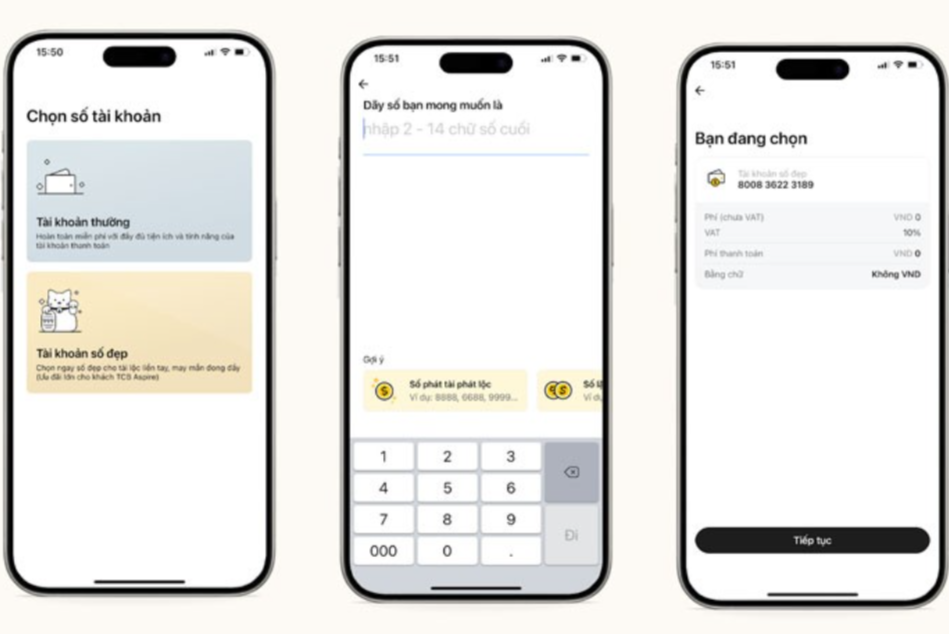 Chọn số tài khoản- Mở tài khoản Techcombank online