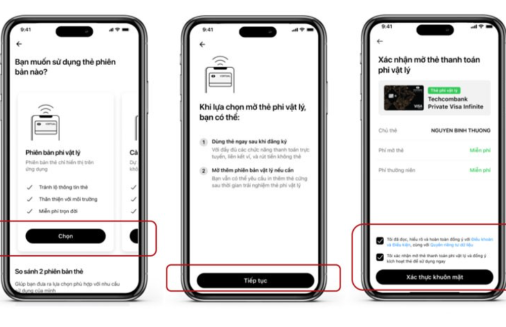 Chọn thẻ vật lý - - Mở tài khoản Techcombank online